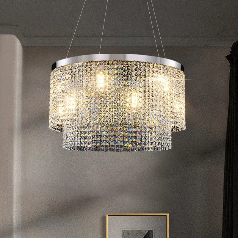 

Modern Crystal Chandeleir For Living Room Luxury Home Decor Led Cristal Lamps Round Hanging Light Fixtures