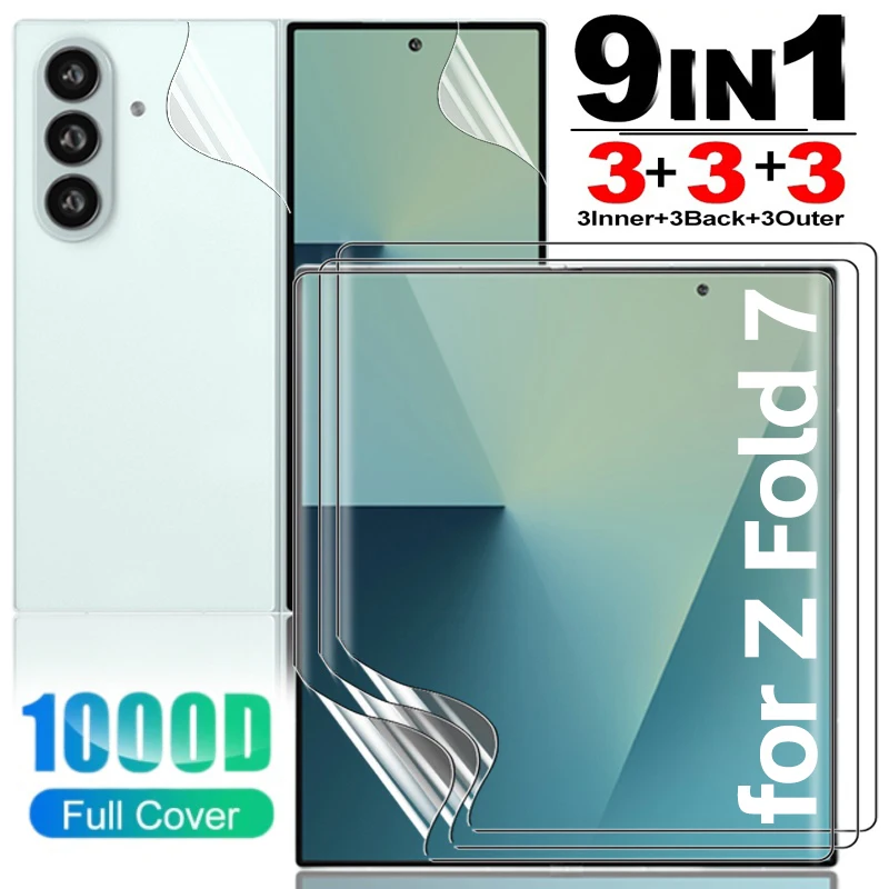 

9IN1 Protective Film for Samsung Z Fold 7 6 5 4 3 Soft Front Back Inner Screen Protector Hydrogel Films for Galaxy Z Fold7 Fold6