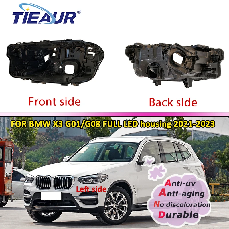 

Front Left&Right Headlight Housing Base Plastic Black for BMW X3 G01 G08 2021-2023 LED Headlamp Cover Rear Case Car Accessories