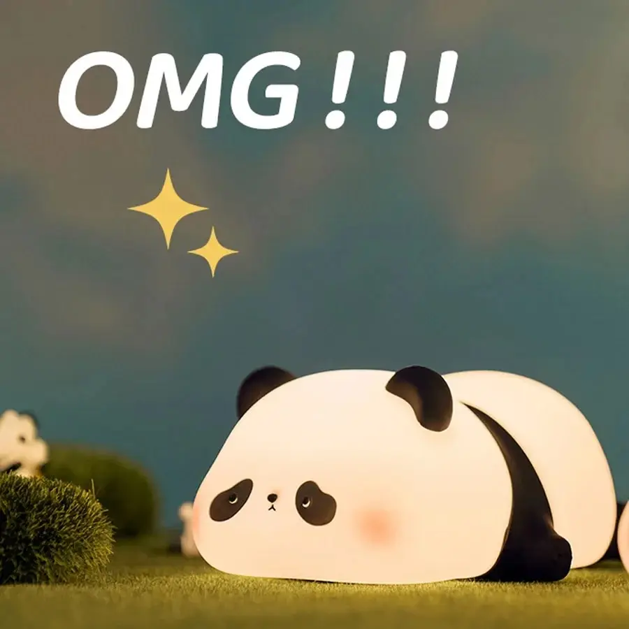 LED Night Light Cute Panda Bedside Lamp Silicone Touch Sensor Rechargeable Table Night Lamp Kids Baby Gift Bedroom Decoration