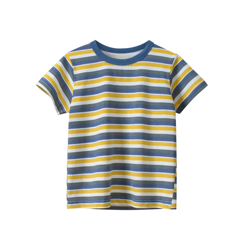 Korean version of children's clothing, baby clothes, boys' short sleeved T-shirts, striped base shirts, children's clothing