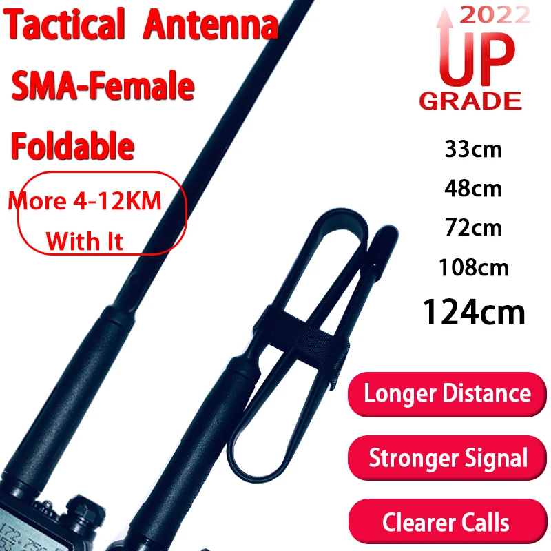 

Baofeng 2022 WalkieTalkie Foldable CS Tactical Antenna UV5R UV10R 888S SMA-Female Dual Band VHF UHF UV-16R Pro Radio Accessories