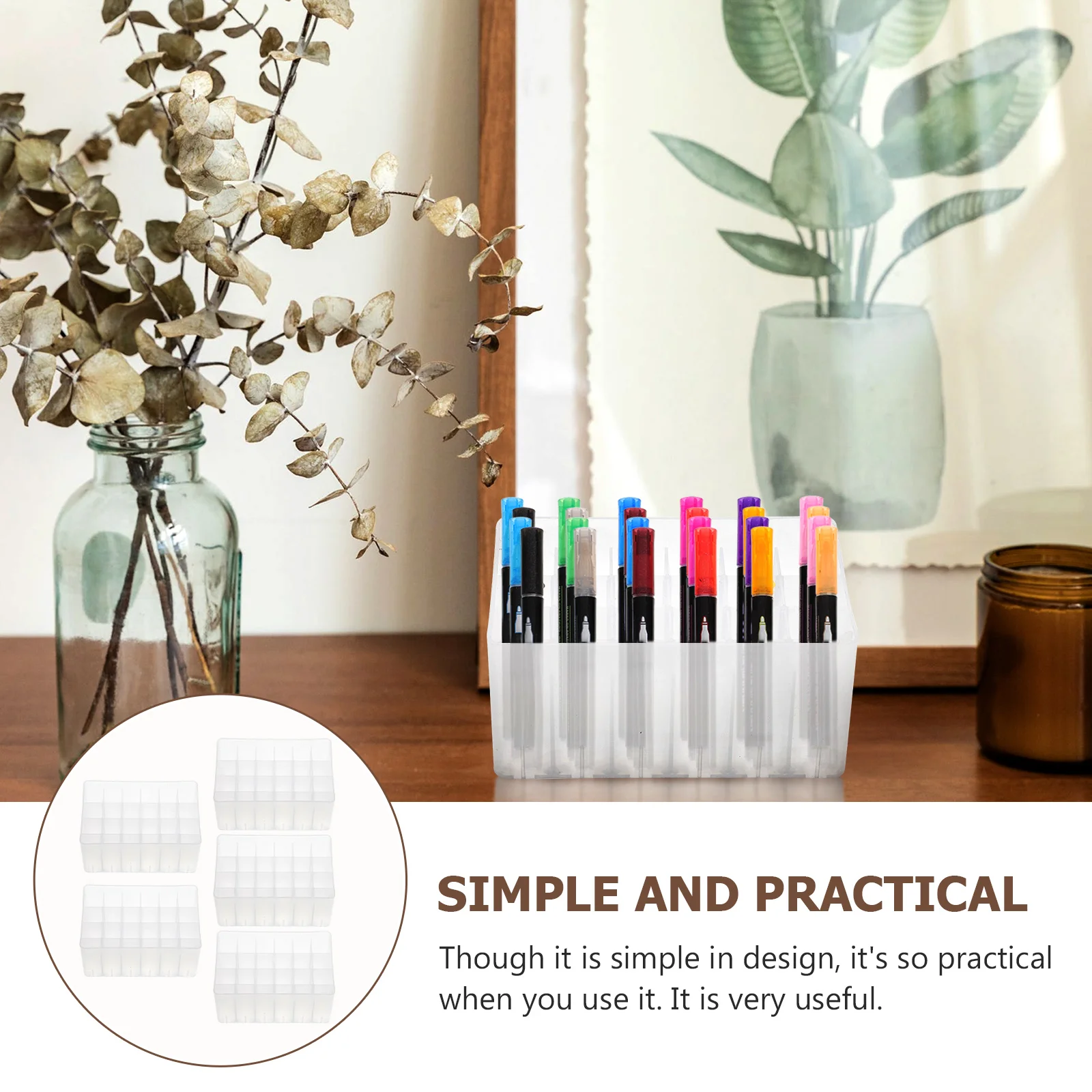 

Storage Box Base Office Pen Holder Organizer Clear Stationery Sorting Marker for Desk Markers Container