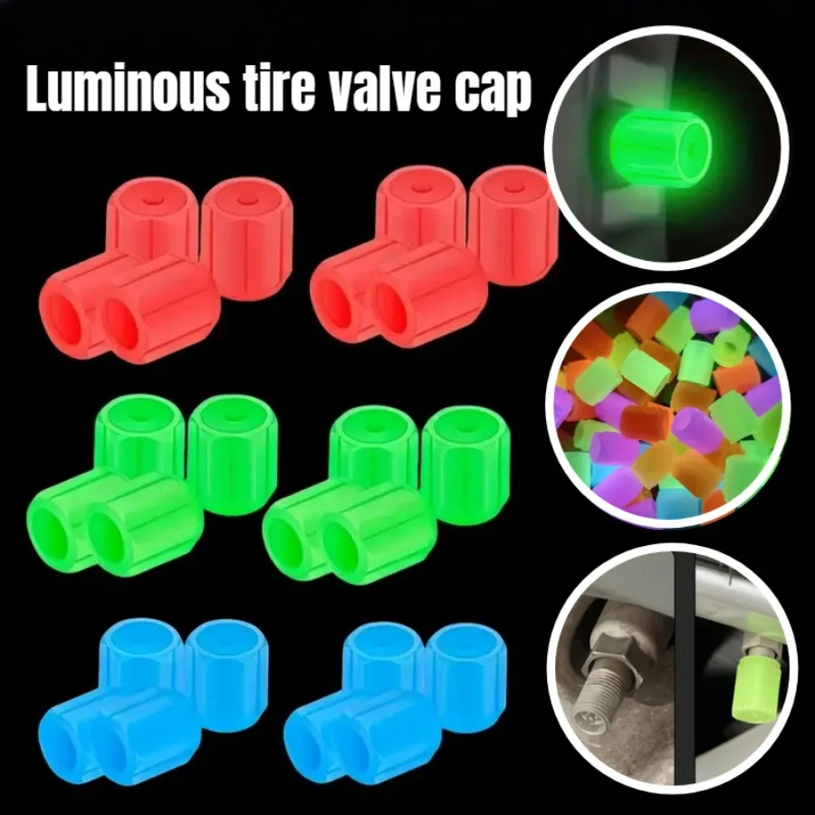 12Pcs Fluorescent Glow Tire Valve Caps, Luminous Valve Stem Covers for Car Bike Motorcycle Night Safety