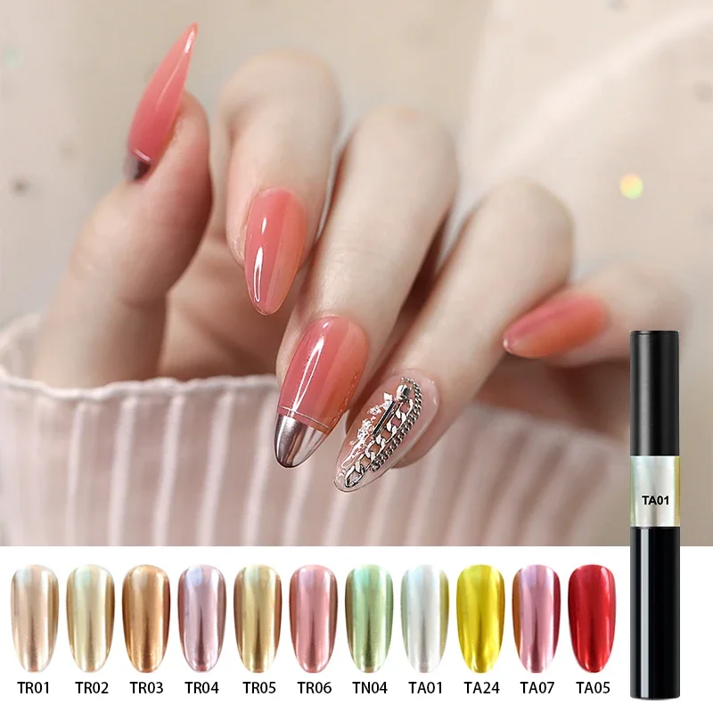 O.R.I Chrome Nail Powder Air Cushion Magic Powder Pen Aurora Nails Laser Mirror Nail Art Glitter Muticolor Holographics Nail Art