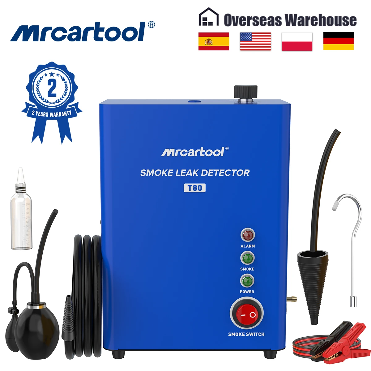 MR CARTOOL EVAP Pipe Leak Locator Smoke Generator Diagnostic Tool T80 Car Smoke Leak Detector with Pump for Car Motorcycle
