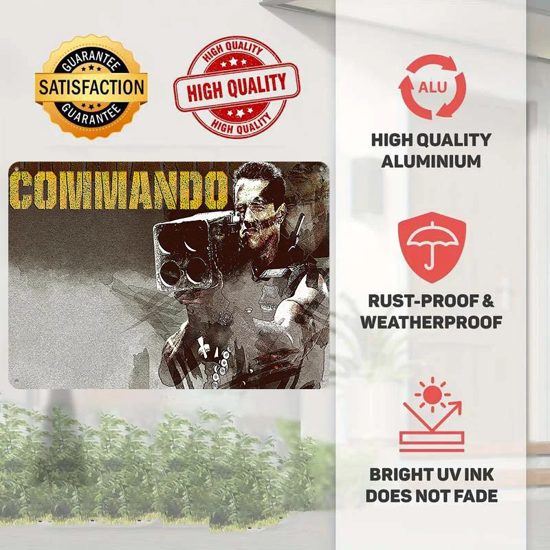Commando 1 Metal Poster Perfect Gift for Fans Lovers Personalized Wall Art Metal Sign for Living Room Decoration Items Wand Deko
