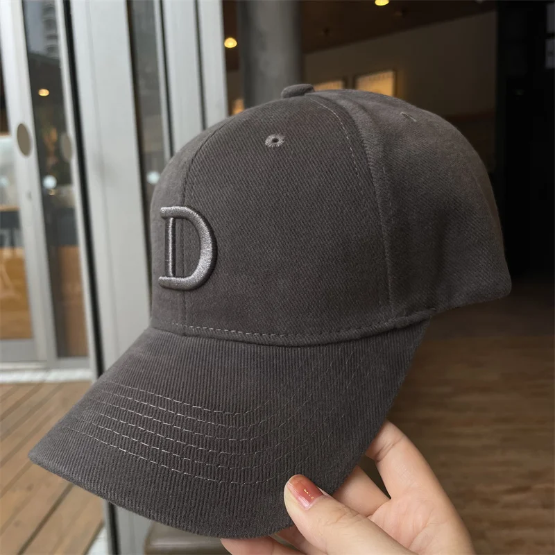 New Baseball Cap Female Embroidered Letter D Hard Top Curved Caps Fashion Men Show Face Small Spring and Autumn Sports Hats