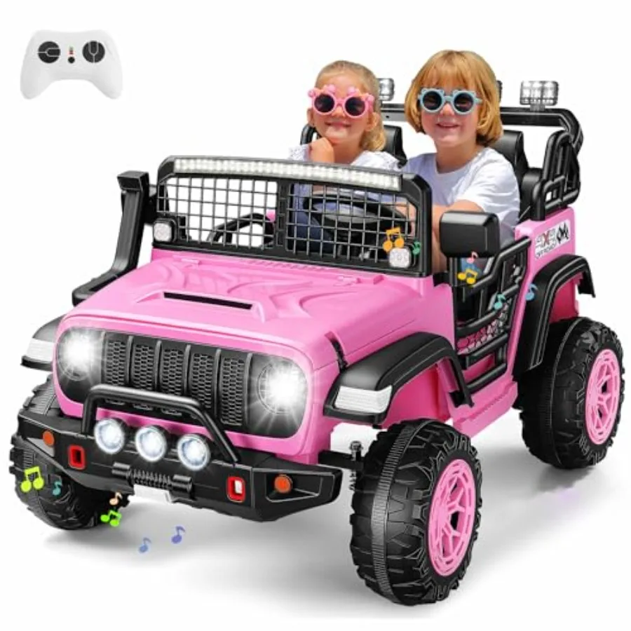 

Pink 24V 2 Seater Ride on Toys for 4-8 Remote Control Battery Powered Electric Car with 4x200W Powerful Engine 4WD Electric Veh