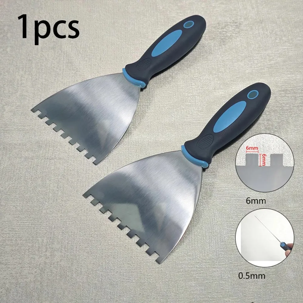 Notched Trowel Tile Trowel Construction Hand Tool with Grip Handle for Decals Masonry Tile Installation Wallpaper Work