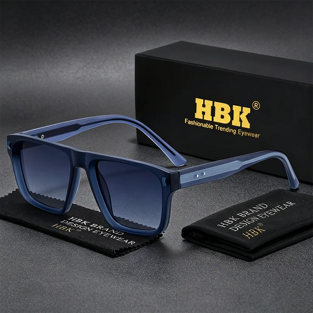 HBK New Vintage Men Sunglasses Vintage Retro Brand Design Sun Glasses Cellulose Propionate Temple Tips Rectangle Travel Party