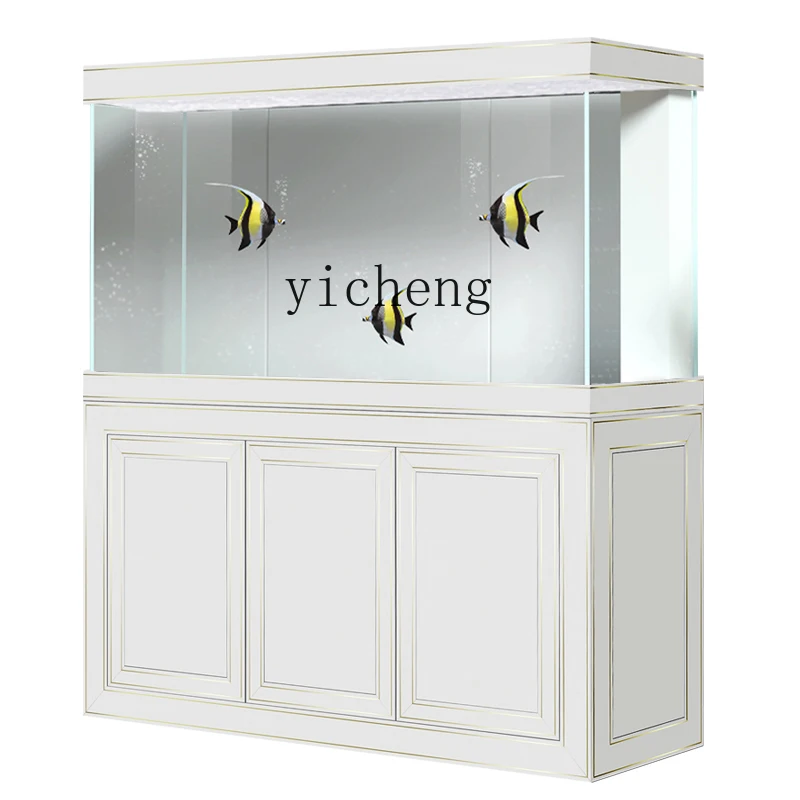 Zf Fish Tank Living Room Large Household Entrance Subareas Screens Bottom Filter Floor Lazy Aquarium