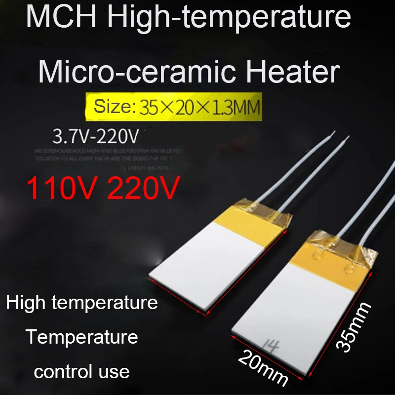 

35*20*1,3 мм 110 В 220 В Высокотемпературный контроль температуры Использование MCH Миниатюрная керамическая нагревательная пластина Нагревательная пластина из глинозема