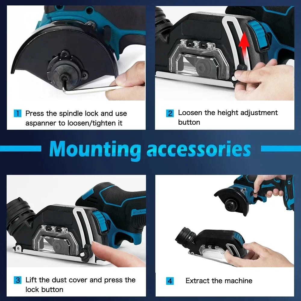 Makita for 18V Battery Cordless Electric Angle Grinder 19500RPM 3 Inch Cut Off Tool Tile Cutter for Wood Tile Plastic