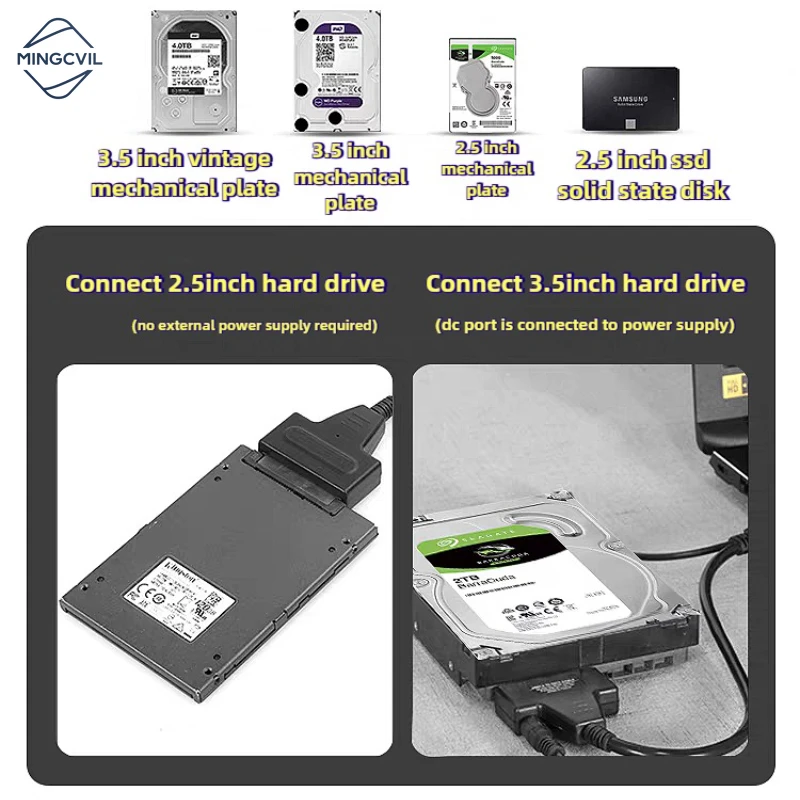 MINGCVIL USB 3.0 إلى Sata محول القرص الصلب محول كابل USB3.0 القرص الصلب محول كابل 2.5 3.5 HDD SSD محول
