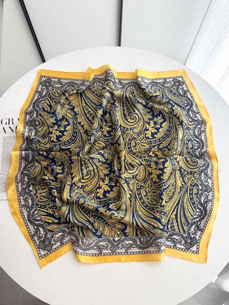 

1pc Square Silk Scarf, Women's Satin Printed Headband, Neckerchief, Headwrap, Fashion Ladies Shawl, Scarf