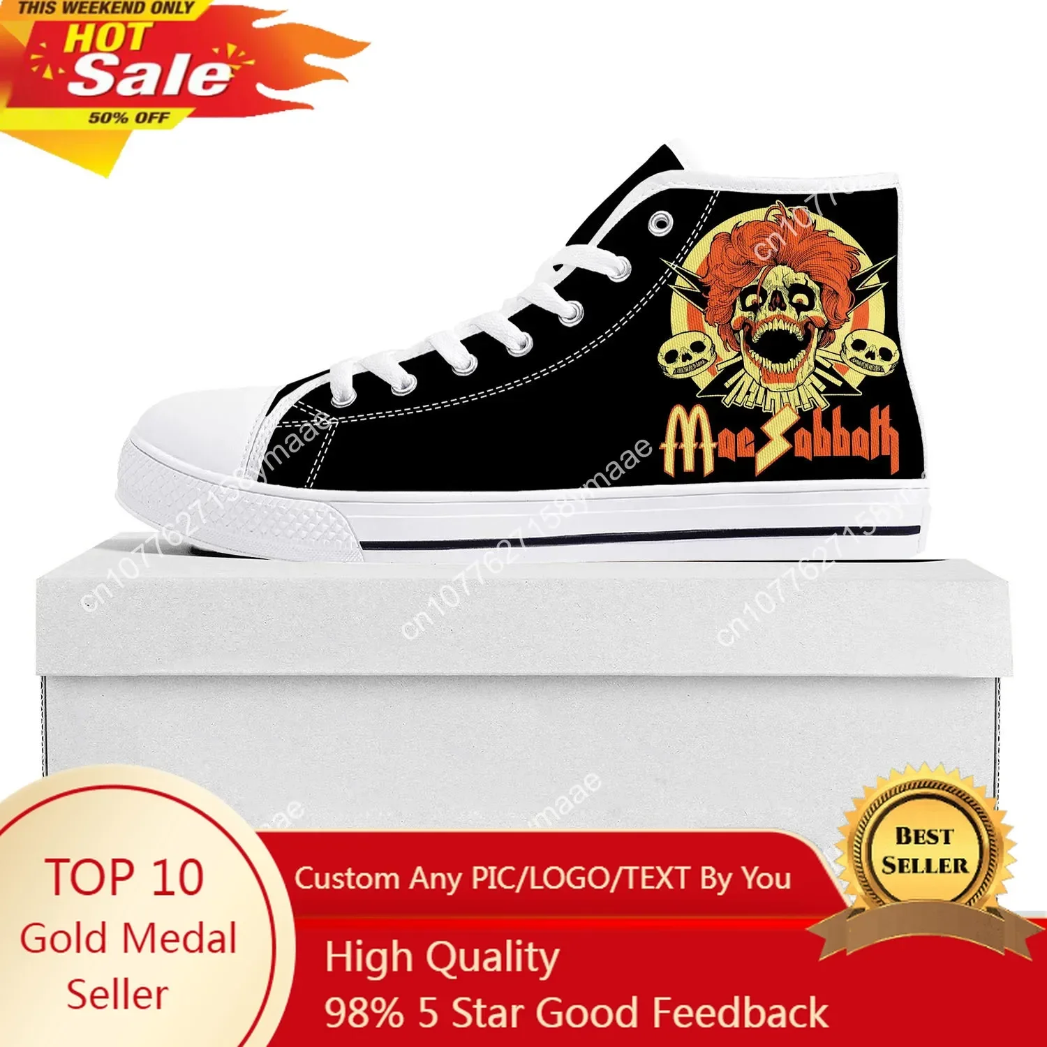 Mac Sabbath High Top Sneakers Mens Womens Teenager Canvas High Quality Sneaker Casual Custom Made Shoes Customize DIY Shoe White