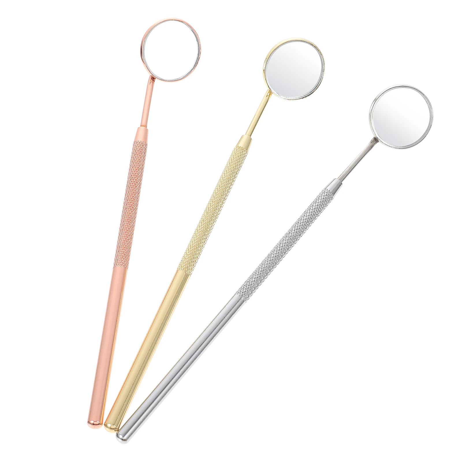 

3pcs Stainless Steel Eyelash Extension Mirrors Dental Tools For Teeth Inspection Portable Beauty Makeup Tool Long Handle