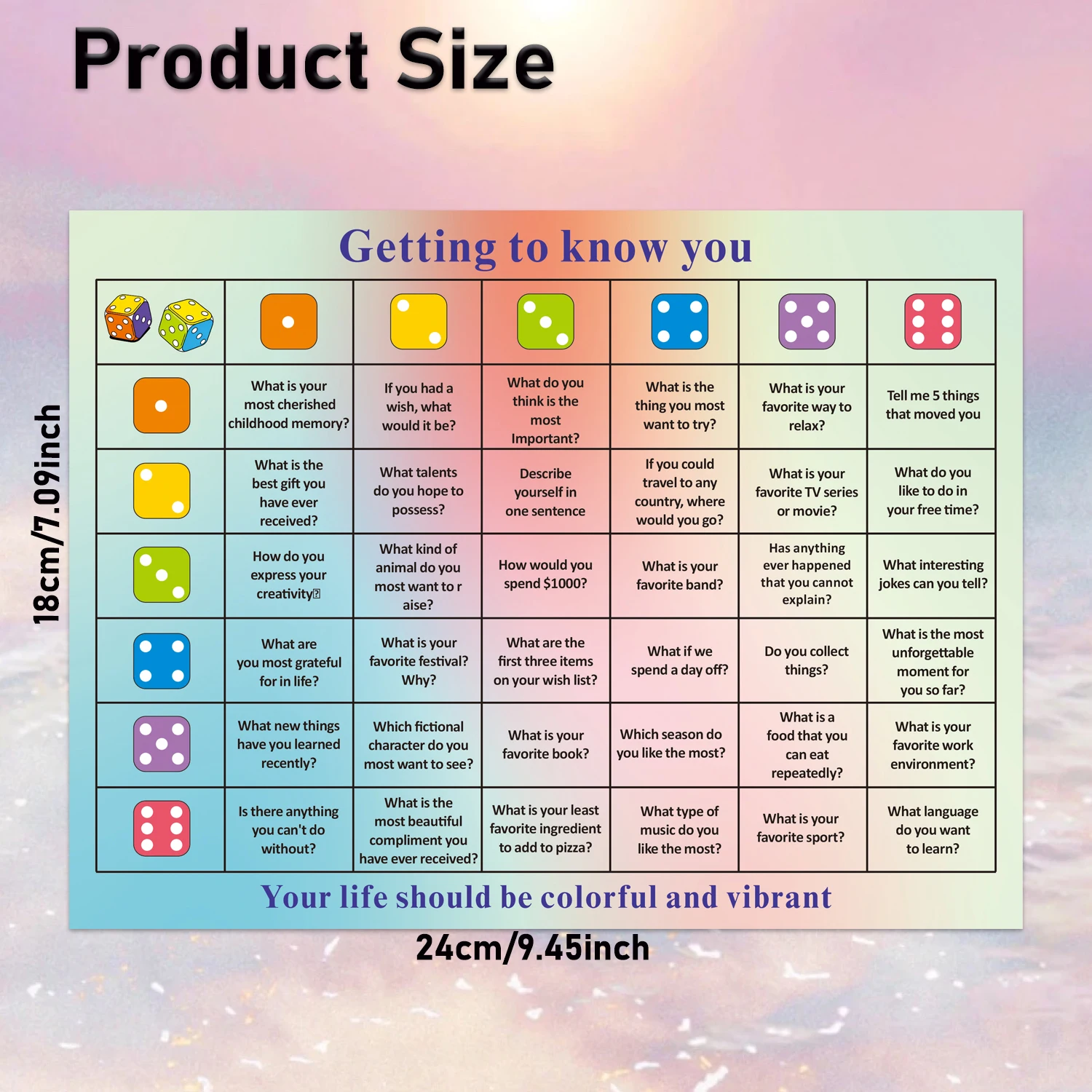 6/12pcs DiceBreaker: Getting to Know You - Fun Interactive Dice Game for Parties, Classrooms, and Teacher Activities, Mixed Colo