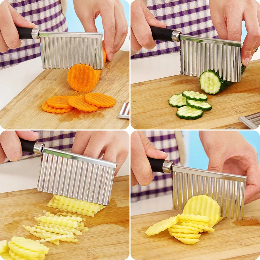 

Резак для картофеля, гофрированный полезный нож для резки фруктов и овощей, из нержавеющей стали, точилка, Бытовая кухонная утварь, терка