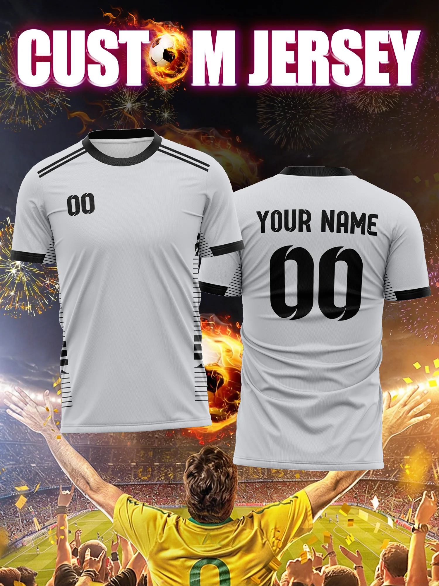 

Футбольная форма с индивидуальным изображением, номером и именем, из износостойкой ткани, прочная и долговечная, для матчей.