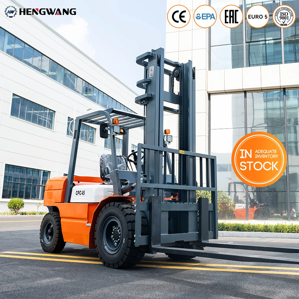 رافعة شوكية ديزل رائجة البيع 4.5 طن رافعة شوكية للوقود الهيدروليكي مع شوكة 1.22 متر متوفرة في المخزون مصنوعة في الصين قابلة للتخصيص