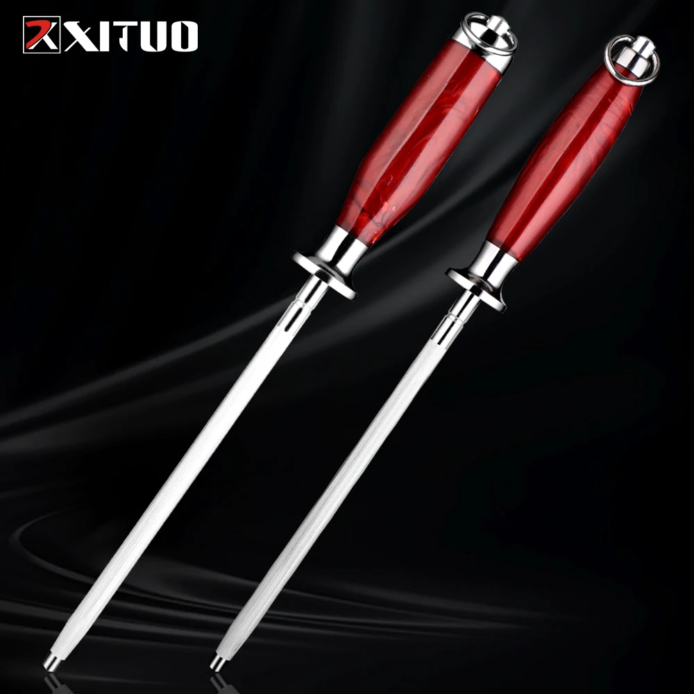 

XITUO Professional Knife Sharpening Steel - Honing Rod Resin Handle, Restores & Realigns Kitchen Knives & Cutting Tools Blades