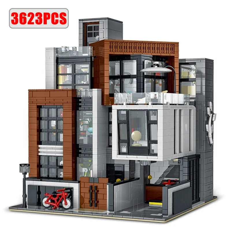 

3623PCS City Modern Villa Building Blocks MOC Modular City House Model Bricks Set With Light Street View Toys Kids Holiday Gifts