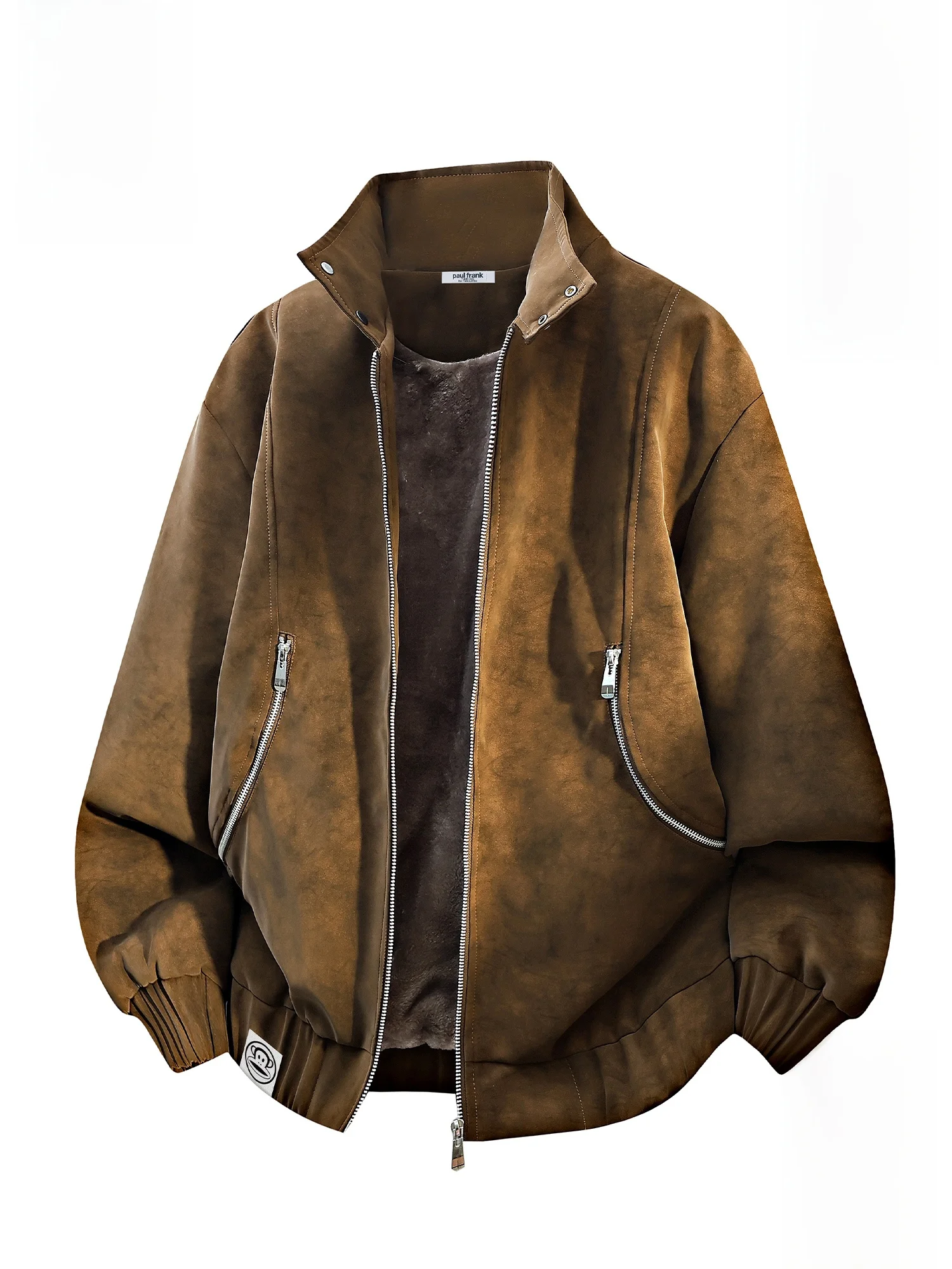 

Мужская зимняя куртка Paul Frank с флисовой подкладкой, свободного кроя, в стиле ретро, с принтом «обезьянья пасть», повседневная рабочая одежда