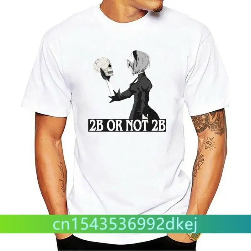 

2B Or Not 2B Nier Automata Аниме Манга Мужская футболка белый-серый для мужчин-женщин Летняя футболка