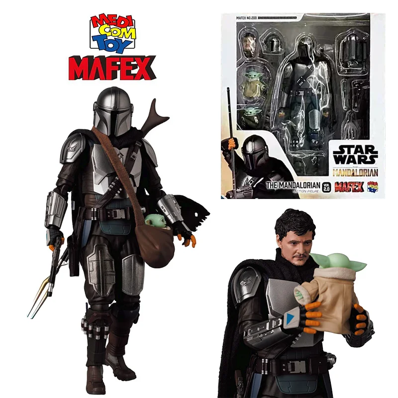 Medicom Toy Mafex 200 The Mandalorian 2.0 Ver. 6 Inches Star Wars Anime Original Action Figure Model Toy Gift Collection