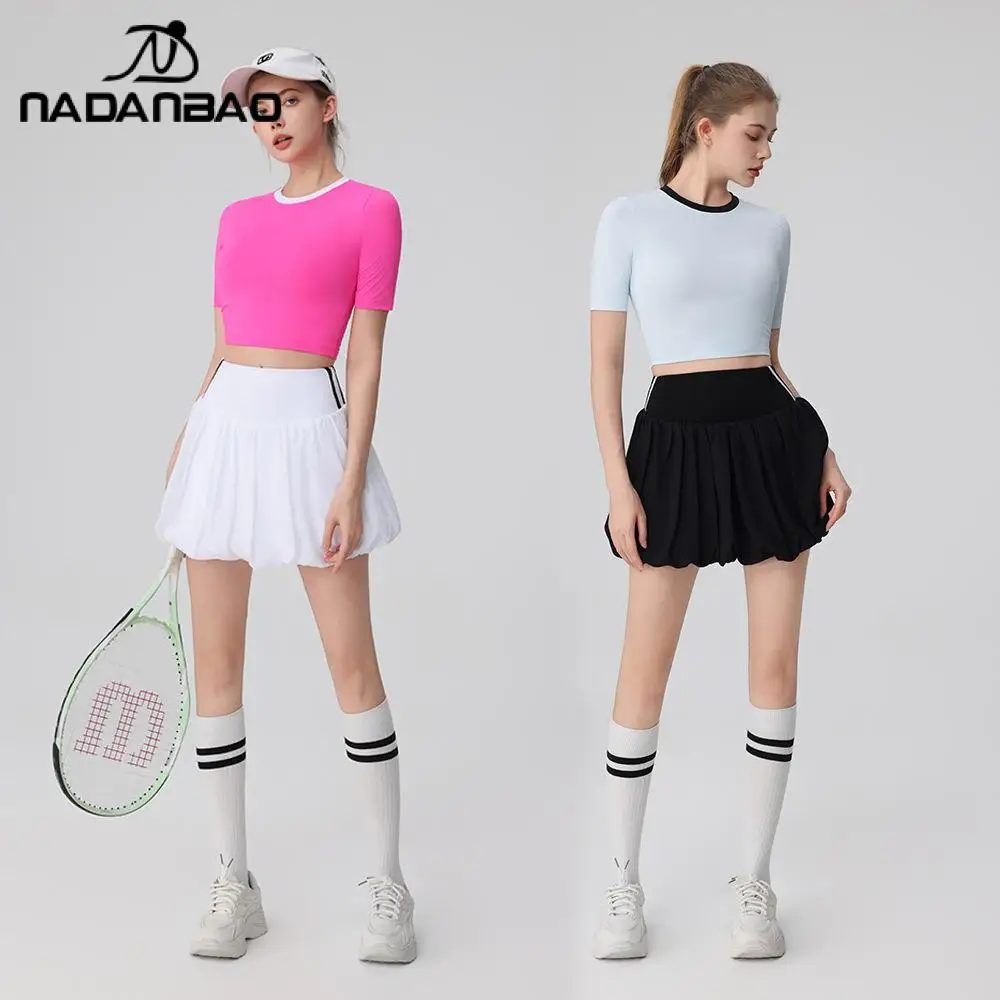 

Спортивная одежда Nadanbao, униформа для гольфа, тенниса, эластичная быстросохнущая короткая юбка с короткими рукавами, летняя женская одежда 2025