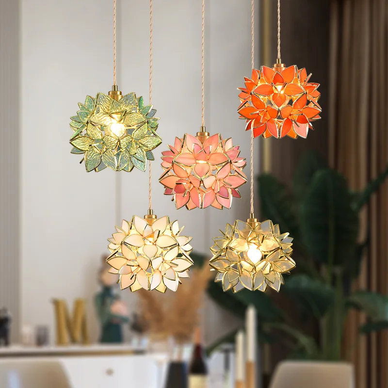 

American handmade glass lamp ins girl heart bedroom bedside lamp pastoral entrance