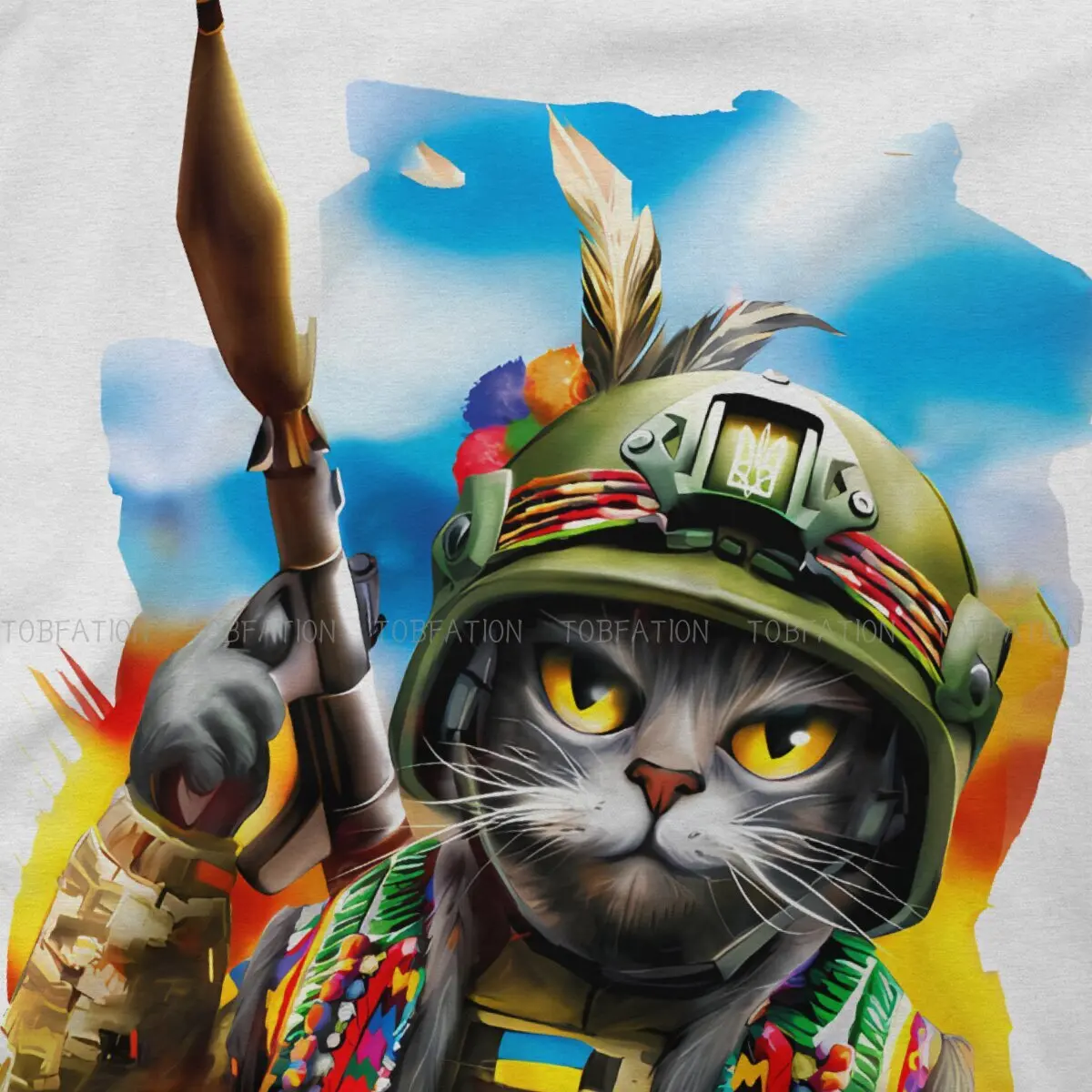 Cat Ukrainian Grenade Launcher T Shirt Classic Teenager Homme High Quality Tshirt Oversized O-Neck Men Clothes