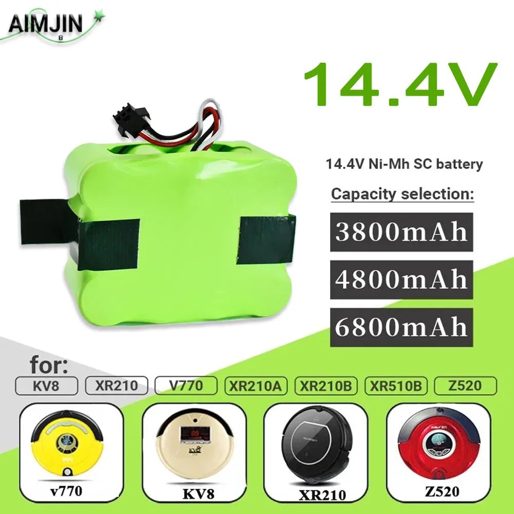 NEW SC 14.4V Ni-MH battery 3800/4800/6800mAh for KV8 XR210 XR510 XR210A XR210B XR510B XR510C Vacuum Cleaner Sweeping Robot