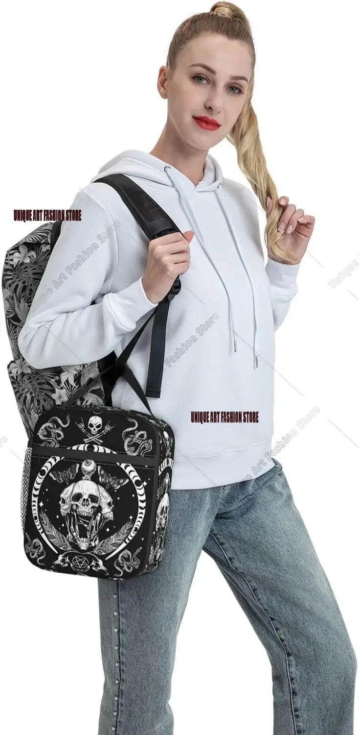 Skeleton Skull Halloween Insulated Lunch Bag Portable Lunch Box Reusable Totes For Women Men