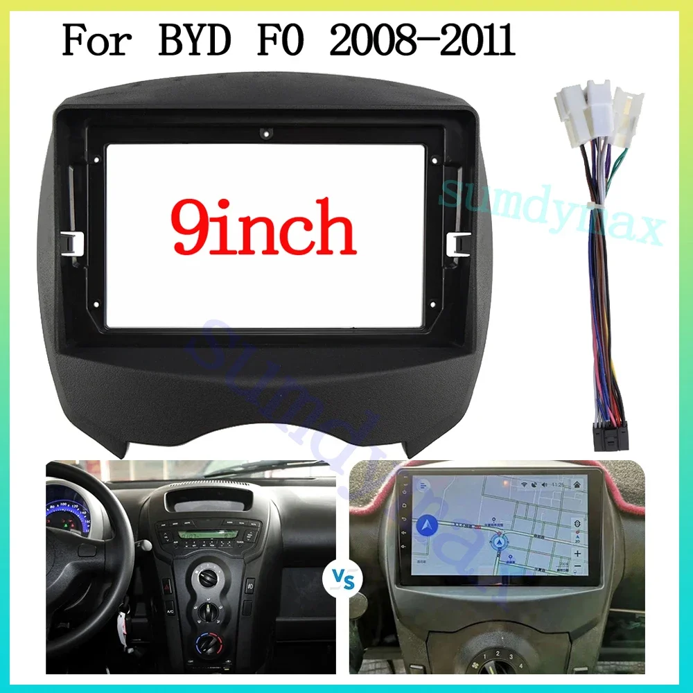 

9-дюймовый 2 Din автомобильный радиоприемник для BYD F0 2008-2011, головное устройство, DVD, Android-плеер, стерео панель, кабель рамы приборной панели