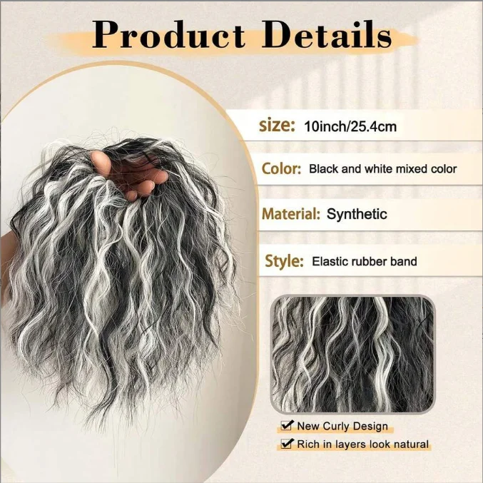 Fluffy Messy Wool Curl Bun Wig Elastic Scrunchie Synthetic Curly Chignon Hair Piece For Women Multiple Colors Available