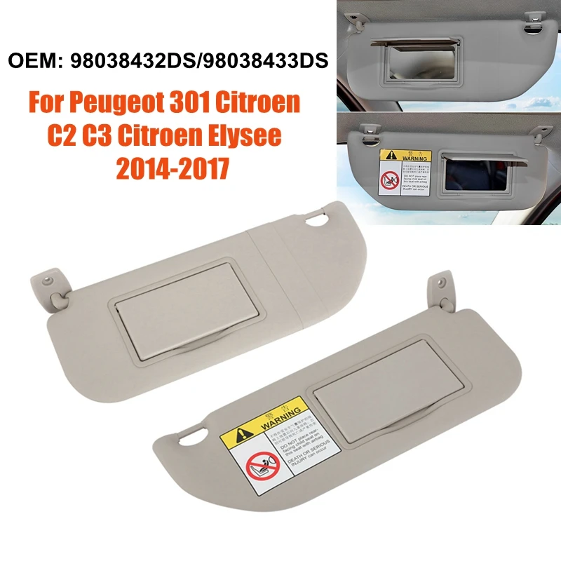 For Peugeot 301 Citroen C2 C3 Citroen Elysee 2014-2017 98038432DS Sun Visor Left Driver Side Shade Sunvisor Sunshield Sunshade