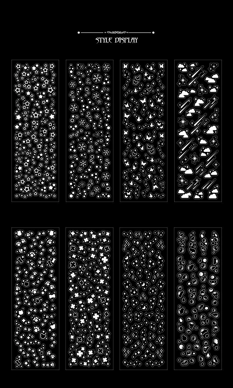 Korea schöne kleine glänzende Sterne Aufkleber ändern Farbe Musik Blume Schmetterling klar Hologramm Dekor DIY Album Notebook Aufkleber – Detail 2