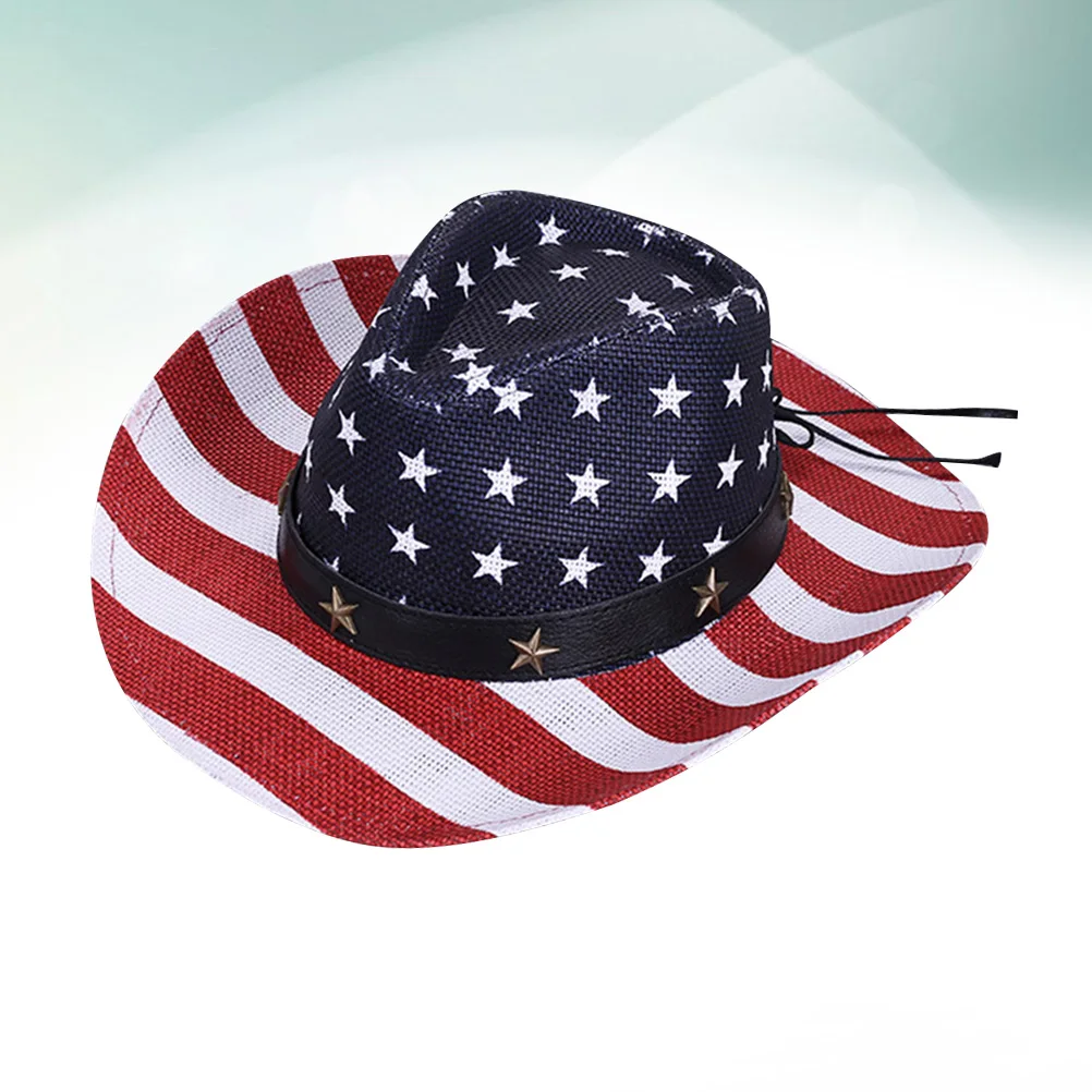 

Cowboy Hat Straw Woven Unisex Red Cap Sun Outdoor Beach Party Role Play Performance UV Size Fits Most
