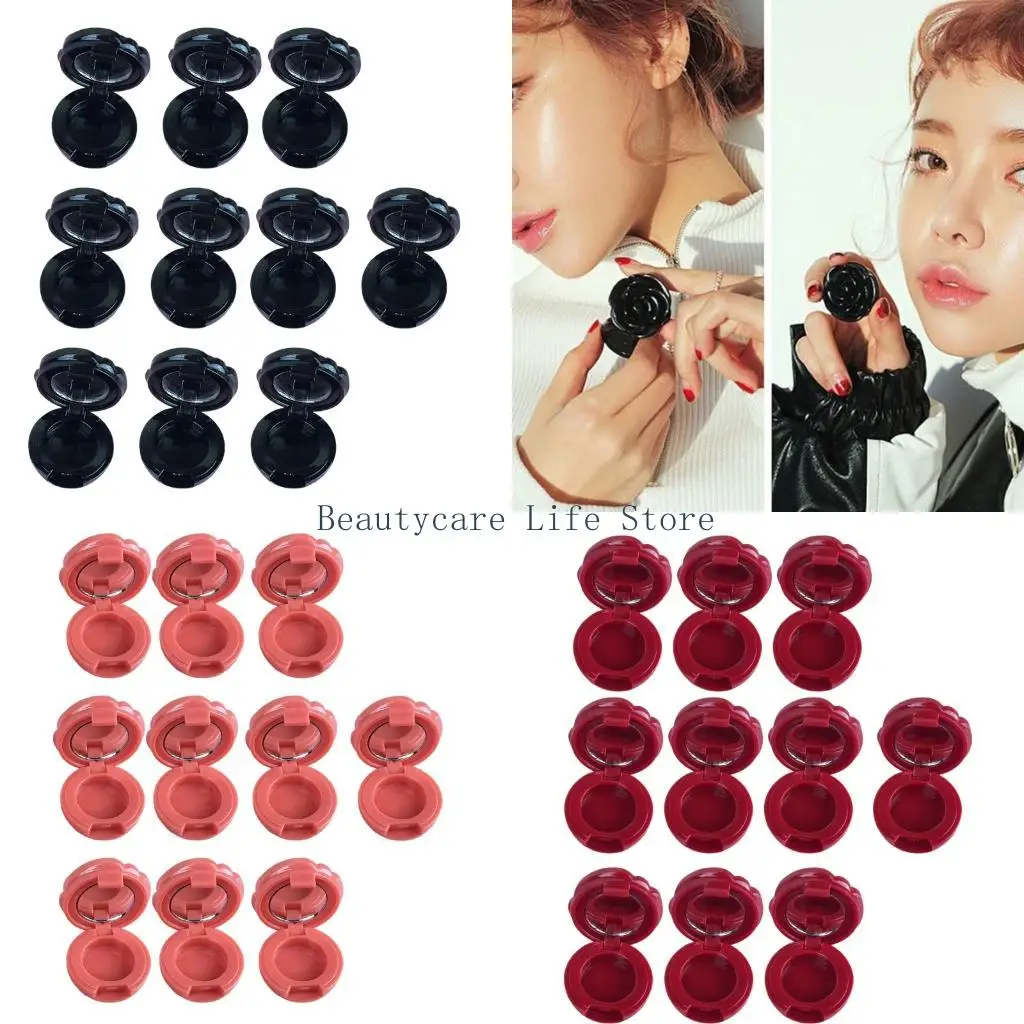 652C 10 Pieces Rose Mirror Lipstick Cases Practical Lip Balm Container Mini Cosmetic Bottles For Creams And Serums