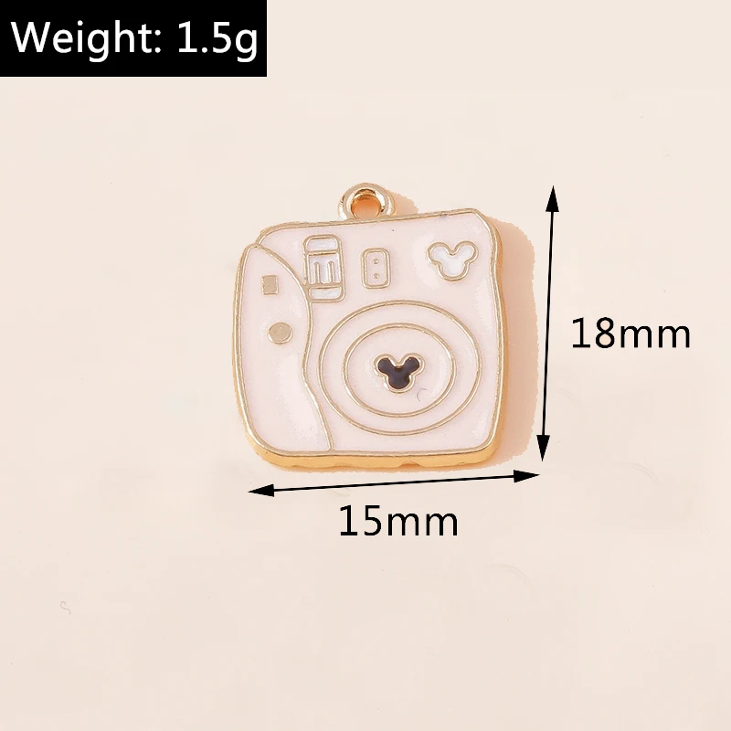 Leslie 10 Stück Emaille Retro TV Kamera Luftballon Auto Fahrrad Anhänger Cartoon DIY Halskette Armband Ohrring Schlüsselanhänger Zubehör – Detail 35