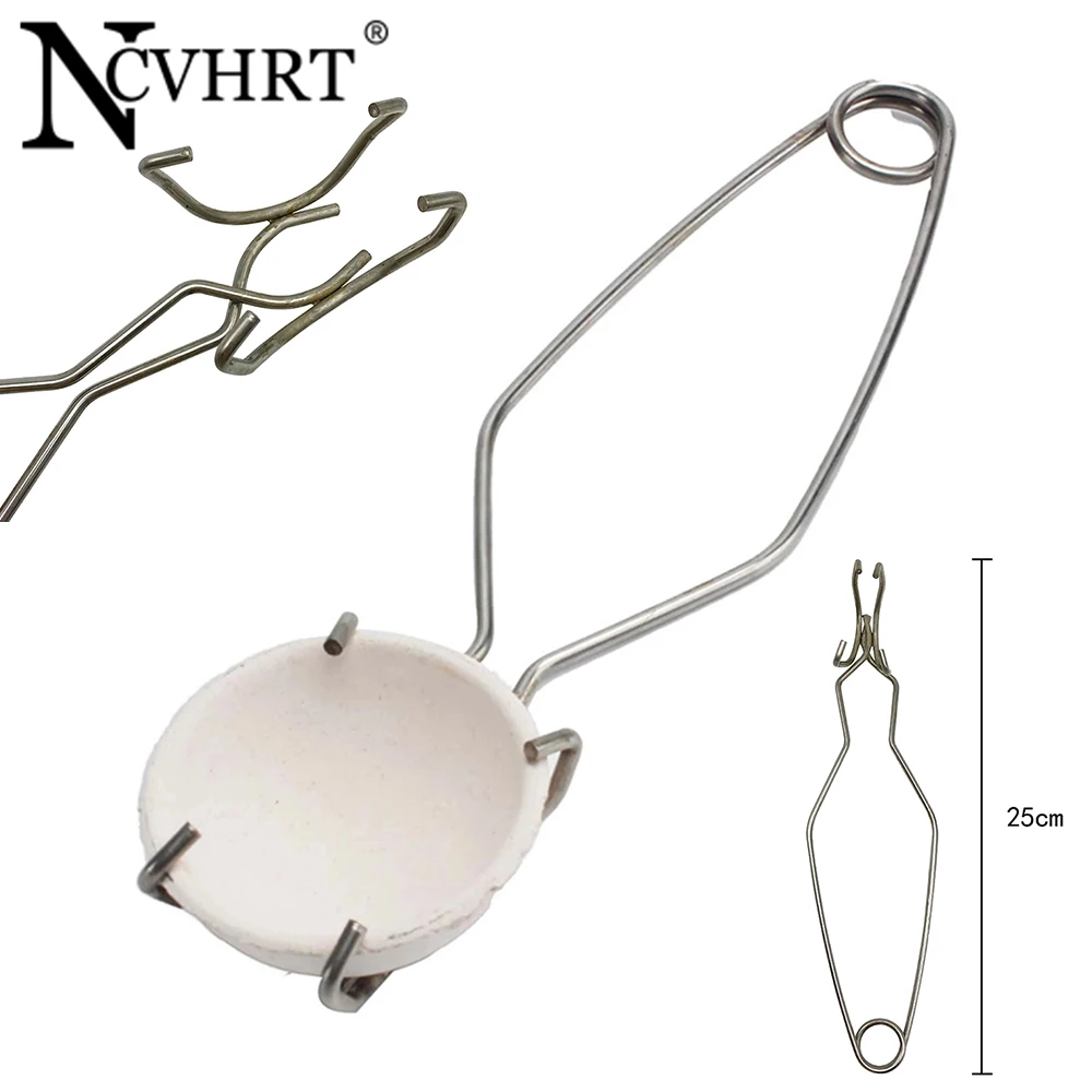 25ซม.เหล็กสแตนเลส Crucible Tong Clamp เบ้าหลอมคีมสำหรับเส้นผ่านศูนย์กลาง5ซม.เบ้าหลอมชามเตาละลายและอุปกรณ์เสริมเงิน