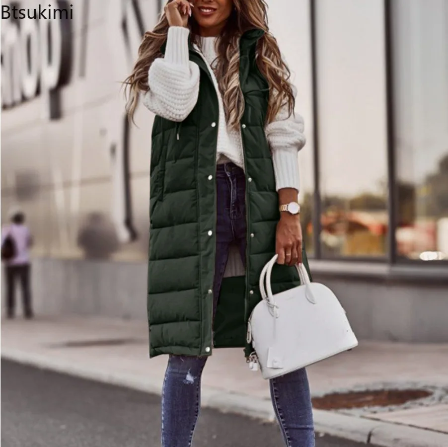 New Women Hooded Sleeveless Slim Fit Vest Outdoor Vest Down Women's Jacket Quilted Coat Sleeveless Jacket Winter Warm Jiakecoat