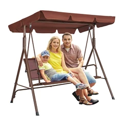 VEVOR 3-Seat Patio Swing Chair Outdoor Patio Swing W/Adjustable Canopy UV Waterproof Porch Swing for Balcony/Garden/Poolside