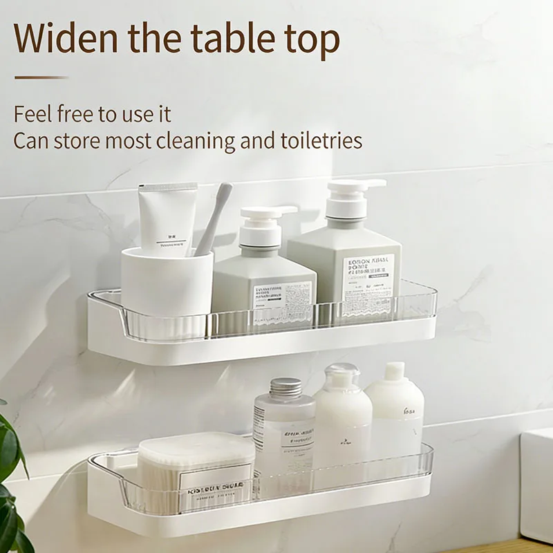 Badezimmerregal ohne Bohren, wandmontiertes Aufbewahrungsregal, transparenter Acryl-Duschcaddy, selbstklebender Organizer für Toilettenartikel K