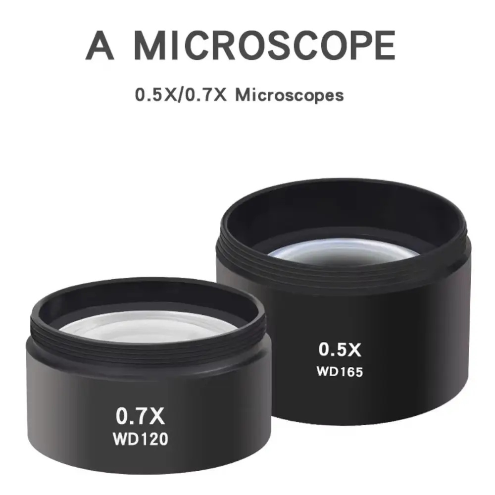 WD165 0.5X WD120 0.7X Microscope Auxiliary Objective Optical Glass Zoom Stereo Magnifying Glass HD Anti-oil Fume