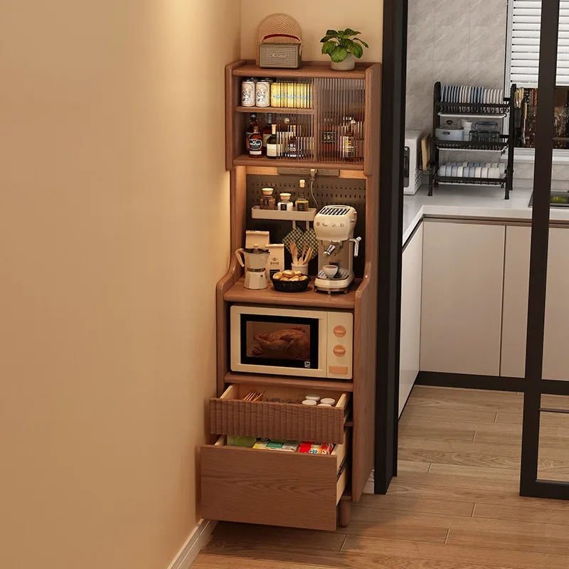 Small apartment ultra-narrow dining side cabinet high cabinet integrated microwave oven household kitchen