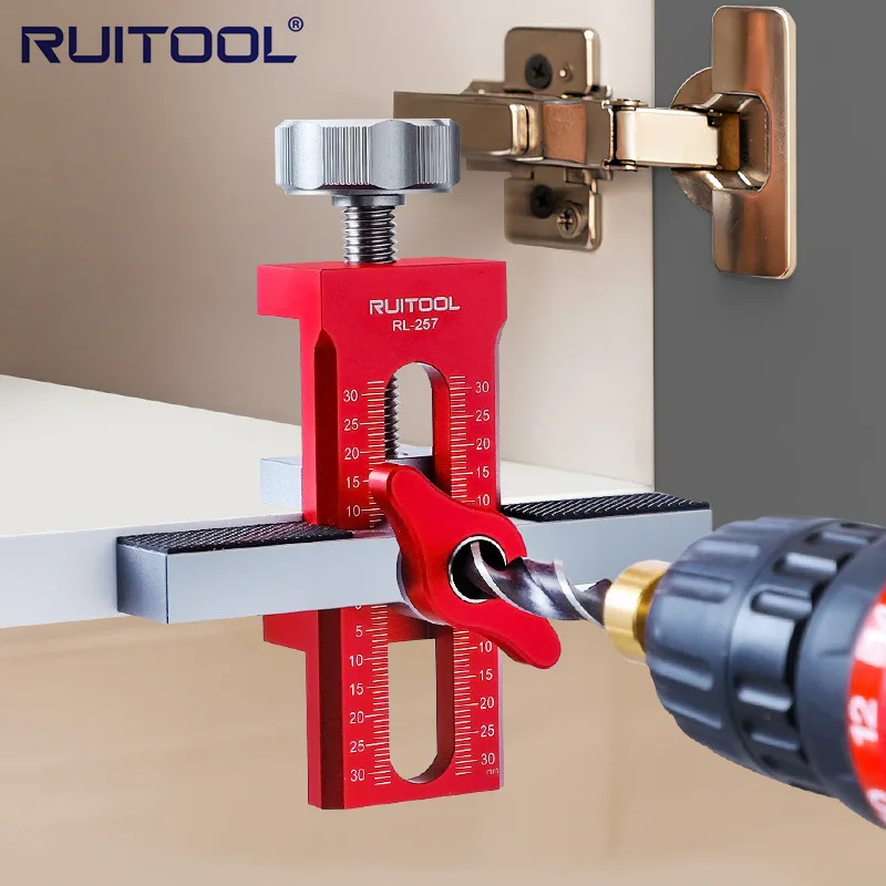 

2 in 1 Cabinet Door Installation Positioner,6/8/10mm Rebounder Punched Mounting Jig Wardrobe Cabinet Door Panel Installation Jig